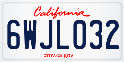 CA license plate 6WJL032