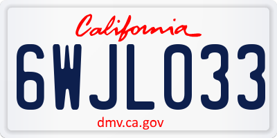 CA license plate 6WJL033