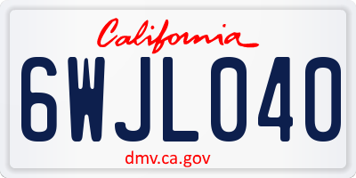 CA license plate 6WJL040