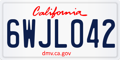 CA license plate 6WJL042