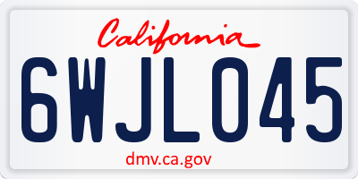CA license plate 6WJL045