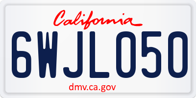 CA license plate 6WJL050
