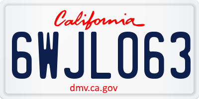 CA license plate 6WJL063