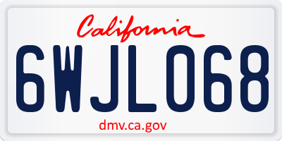 CA license plate 6WJL068