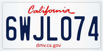 CA license plate 6WJL074