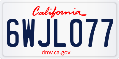 CA license plate 6WJL077