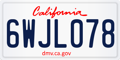 CA license plate 6WJL078