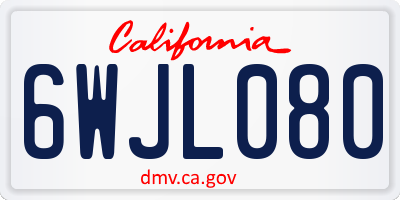 CA license plate 6WJL080