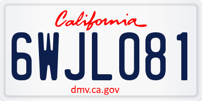 CA license plate 6WJL081
