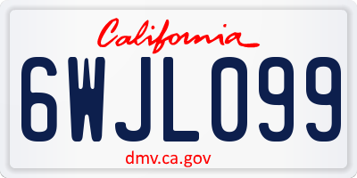 CA license plate 6WJL099