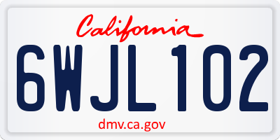 CA license plate 6WJL102