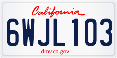 CA license plate 6WJL103