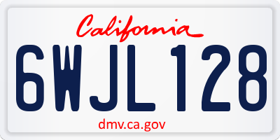CA license plate 6WJL128