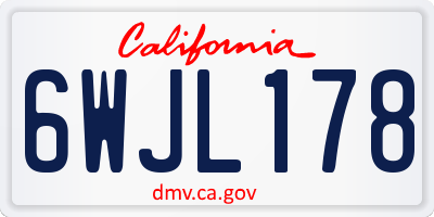 CA license plate 6WJL178