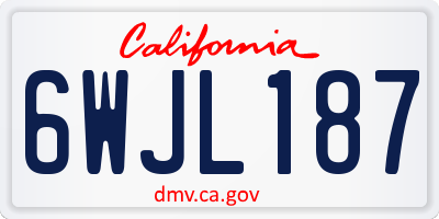 CA license plate 6WJL187