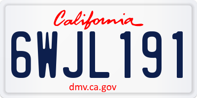 CA license plate 6WJL191