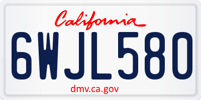 CA license plate 6WJL580