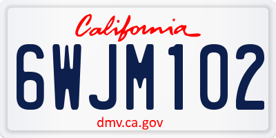 CA license plate 6WJM102
