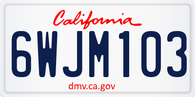 CA license plate 6WJM103