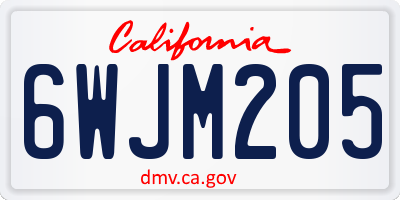 CA license plate 6WJM205