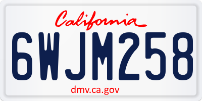 CA license plate 6WJM258