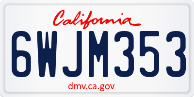 CA license plate 6WJM353