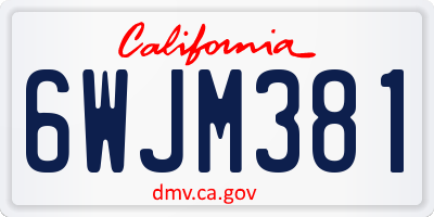 CA license plate 6WJM381