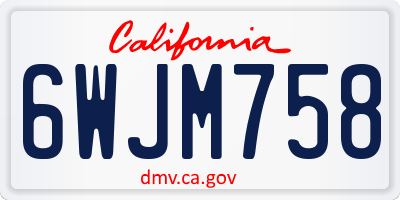 CA license plate 6WJM758