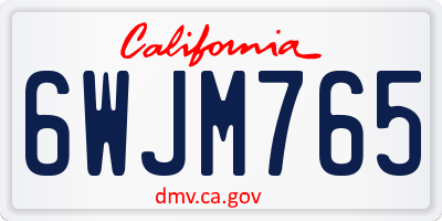 CA license plate 6WJM765