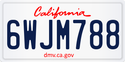 CA license plate 6WJM788
