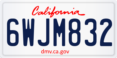 CA license plate 6WJM832