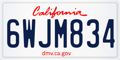 CA license plate 6WJM834