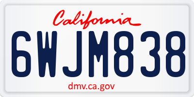 CA license plate 6WJM838