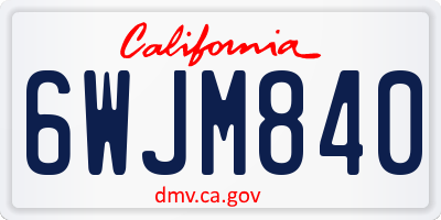 CA license plate 6WJM840