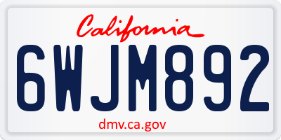 CA license plate 6WJM892