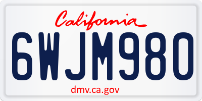 CA license plate 6WJM980
