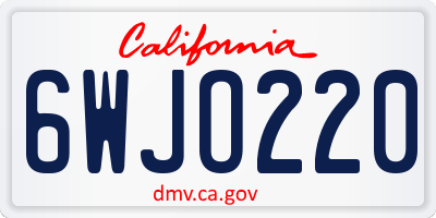 CA license plate 6WJO220