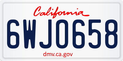 CA license plate 6WJO658
