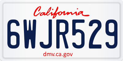 CA license plate 6WJR529