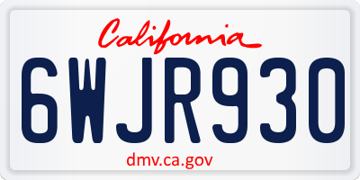 CA license plate 6WJR930
