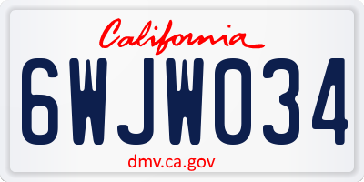 CA license plate 6WJW034
