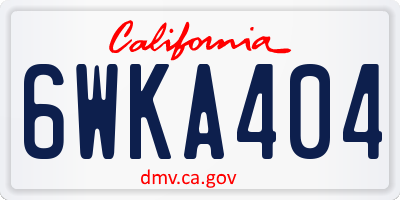 CA license plate 6WKA404