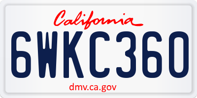 CA license plate 6WKC360