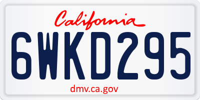 CA license plate 6WKD295