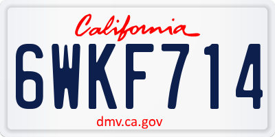 CA license plate 6WKF714