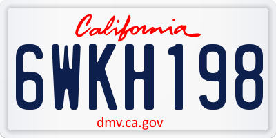 CA license plate 6WKH198