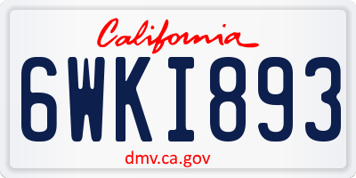 CA license plate 6WKI893