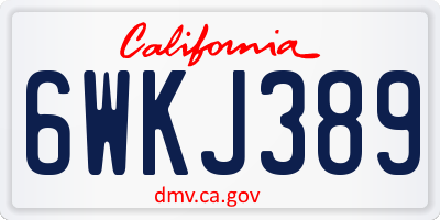 CA license plate 6WKJ389