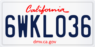 CA license plate 6WKL036