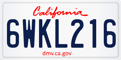 CA license plate 6WKL216